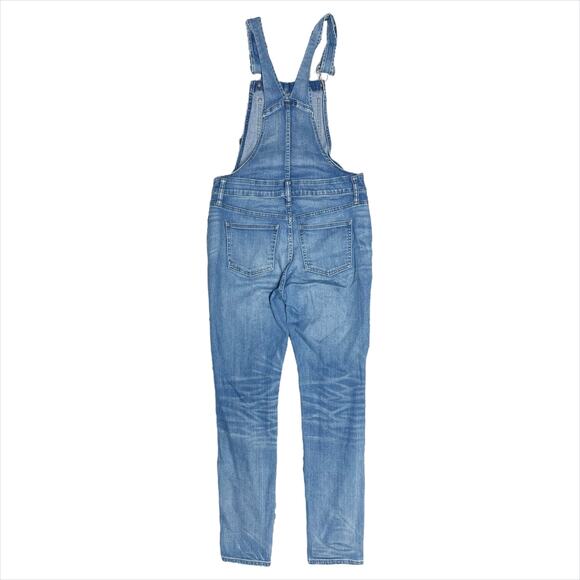 MADEWELL Stretch Denim Ripped-Knee Skinny Overalls in Faded Blue Wash Size S - Picture 4 of 6